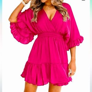 Pink V-Neck Dress